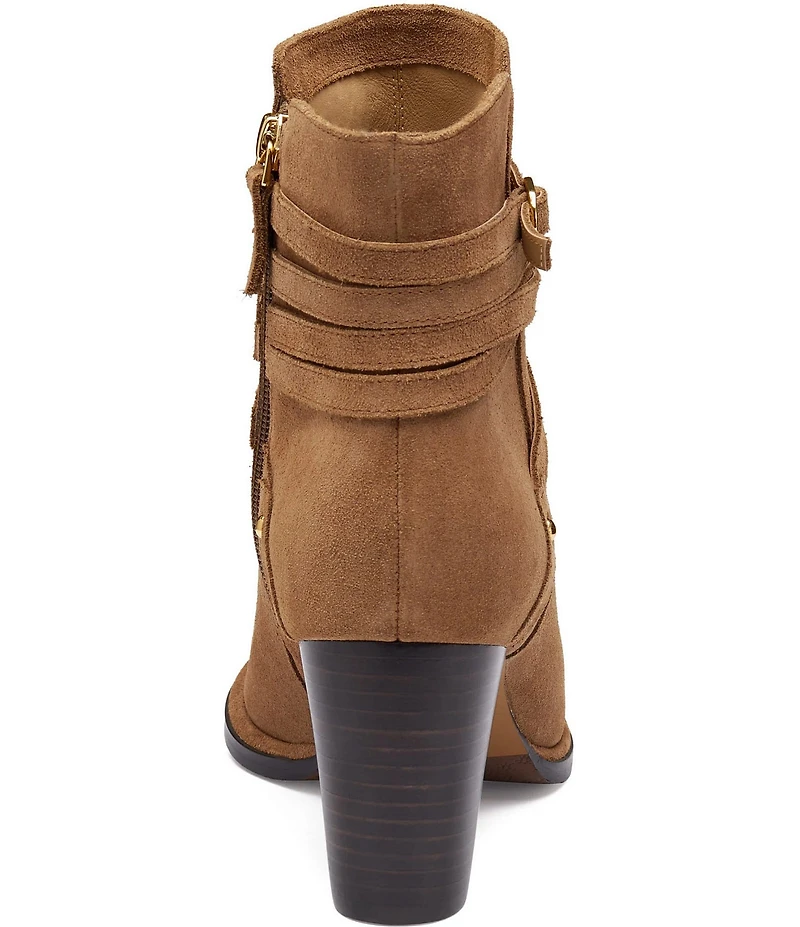Johnston & Murphy Women's Amy Suede Belt Strap Hardware Booties
