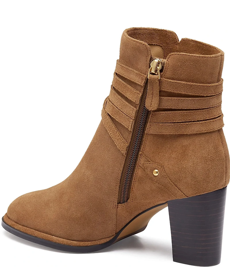 Johnston & Murphy Women's Amy Suede Belt Strap Hardware Booties