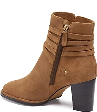 Johnston & Murphy Women's Amy Suede Belt Strap Hardware Booties