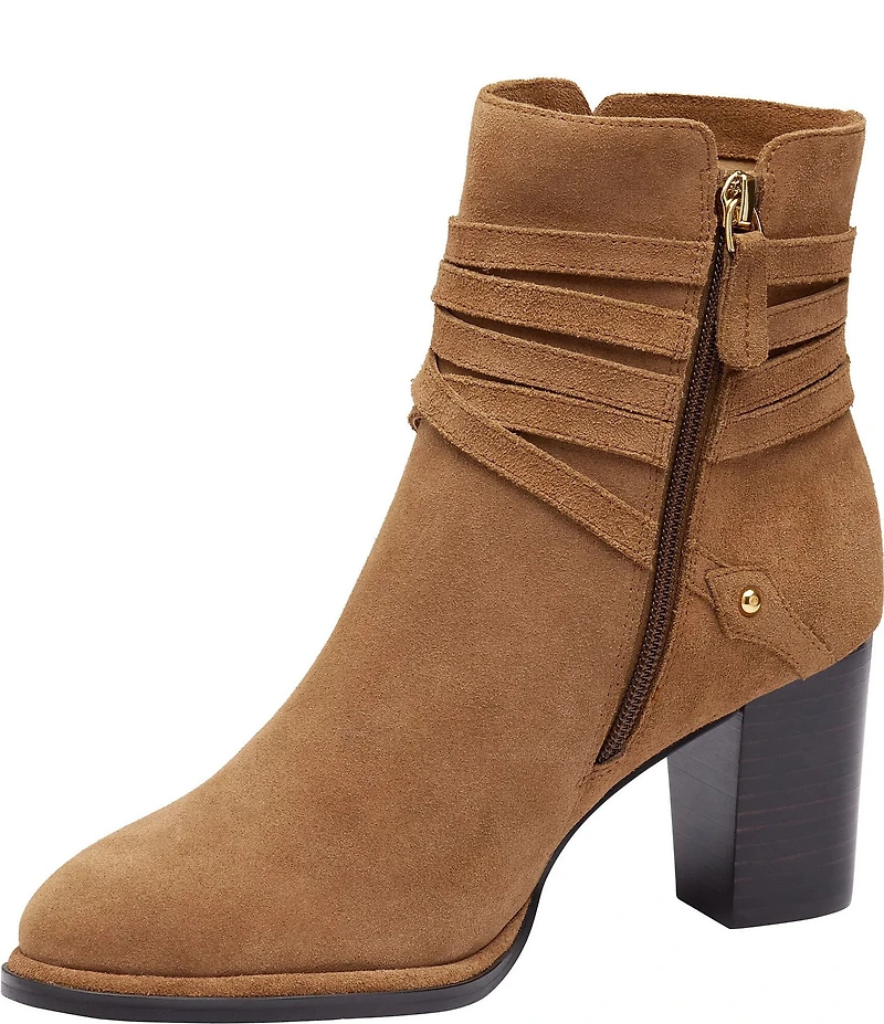 Johnston & Murphy Women's Amy Suede Belt Strap Hardware Booties