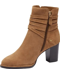 Johnston & Murphy Women's Amy Suede Belt Strap Hardware Booties