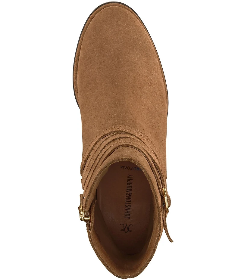 Johnston & Murphy Women's Amy Suede Belt Strap Hardware Booties
