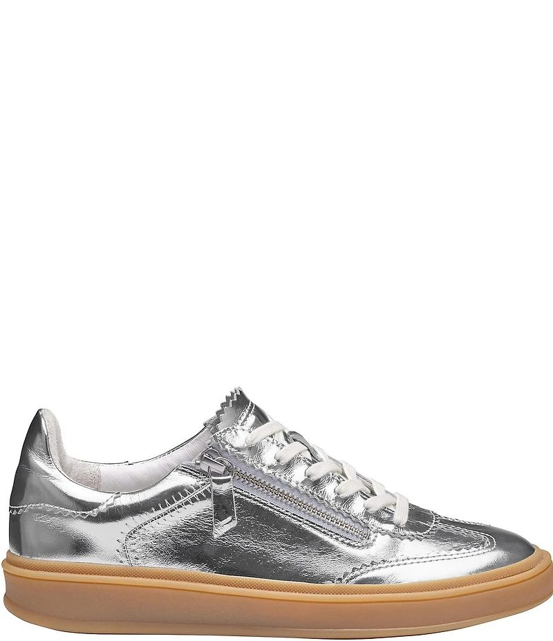 Johnston & Murphy Women's Ashley Metallic Leather Side-Zip Lace Up Sneakers