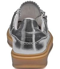 Johnston & Murphy Women's Ashley Metallic Leather Side-Zip Lace Up Sneakers