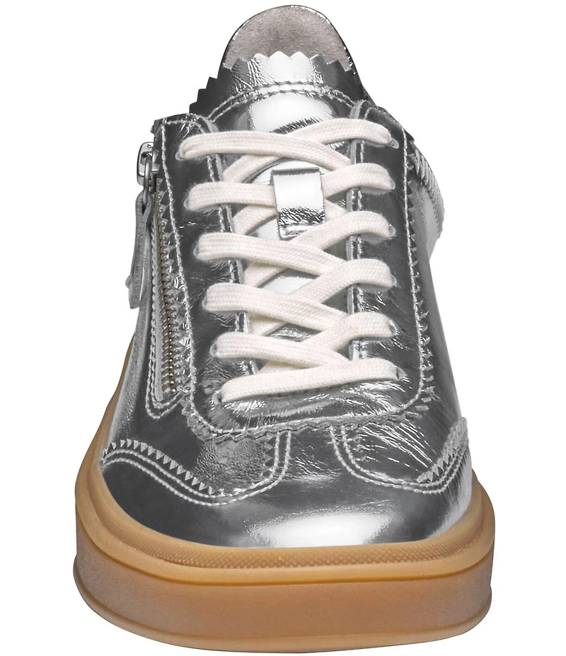 Johnston & Murphy Women's Ashley Metallic Leather Side-Zip Lace Up Sneakers
