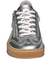 Johnston & Murphy Women's Ashley Metallic Leather Side-Zip Lace Up Sneakers