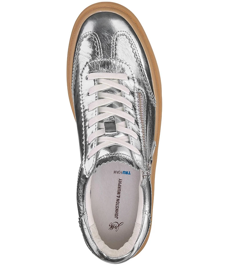 Johnston & Murphy Women's Ashley Metallic Leather Side-Zip Lace Up Sneakers