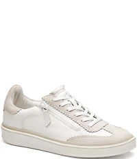 Johnston & Murphy Women's Ashley Suede and Leather Side Zip Lace Up Sneakers