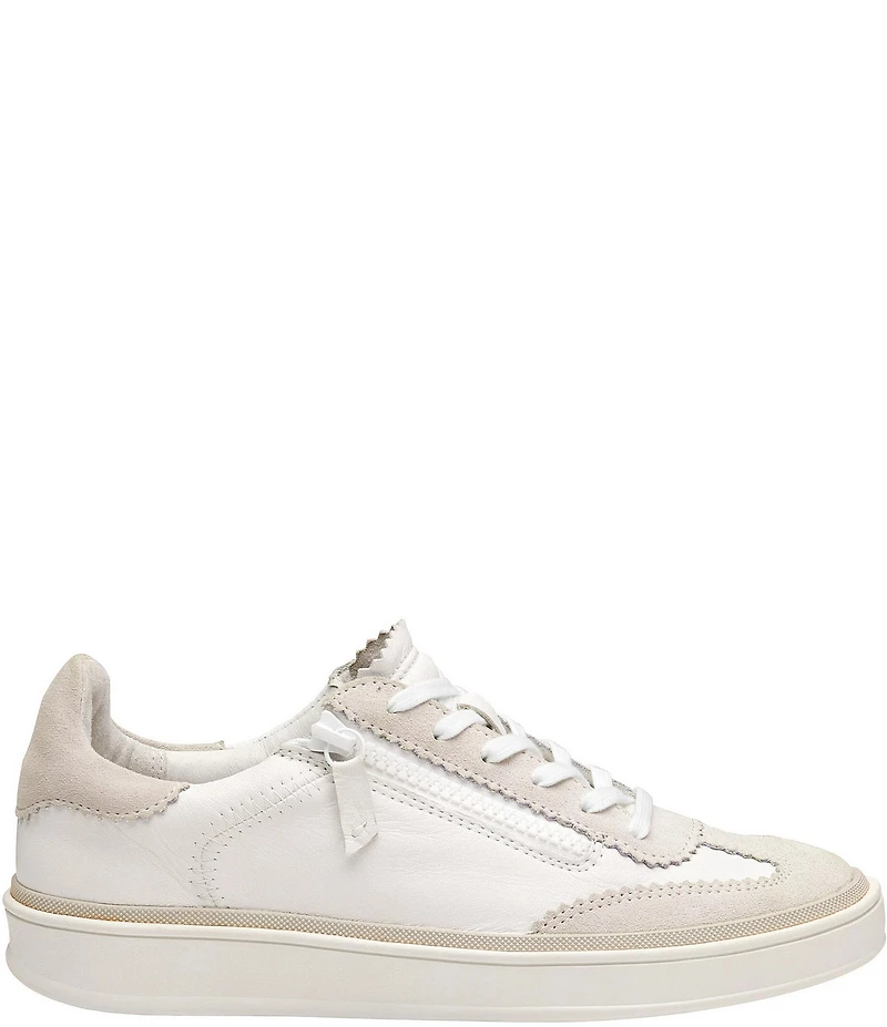 Johnston & Murphy Women's Ashley Suede and Leather Side Zip Lace Up Sneakers