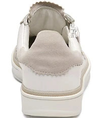 Johnston & Murphy Women's Ashley Suede and Leather Side Zip Lace Up Sneakers