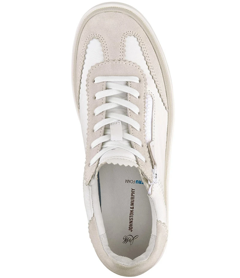 Johnston & Murphy Women's Ashley Suede and Leather Side Zip Lace Up Sneakers