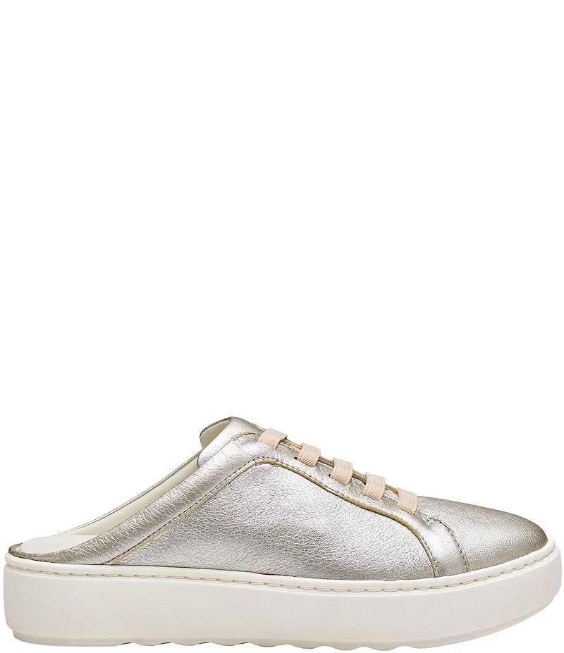 Johnston & Murphy Women's Cammie Metallic Sheepskin Leather Slip-On Sneaker Mules
