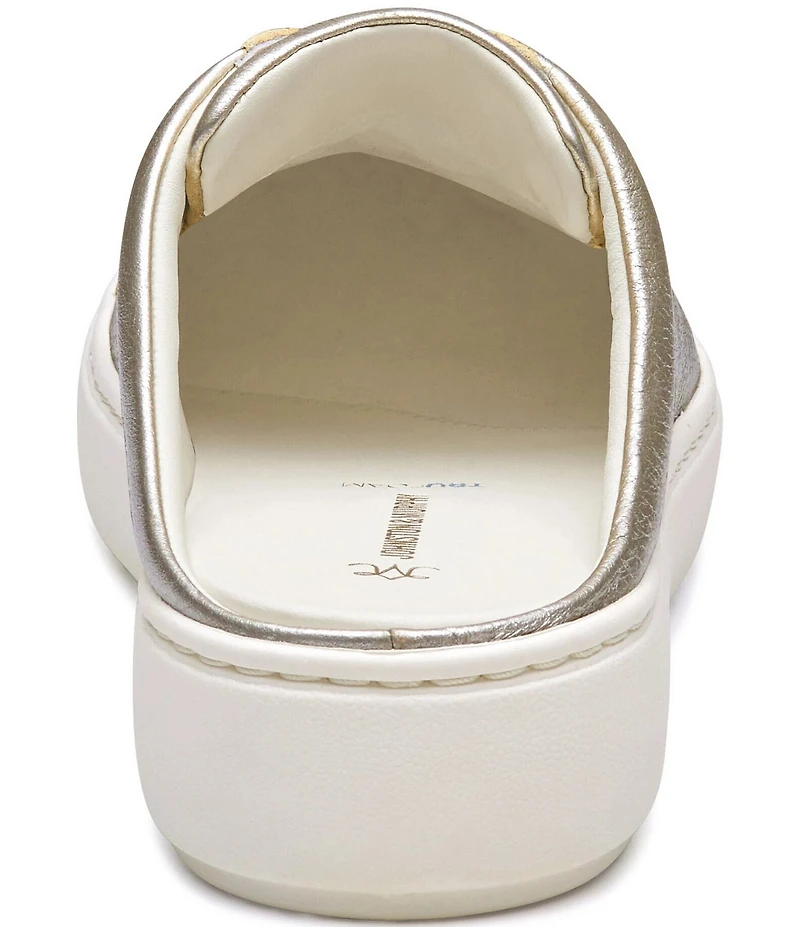 Johnston & Murphy Women's Cammie Metallic Sheepskin Leather Slip-On Sneaker Mules