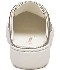 Johnston & Murphy Women's Cammie Metallic Sheepskin Leather Slip-On Sneaker Mules
