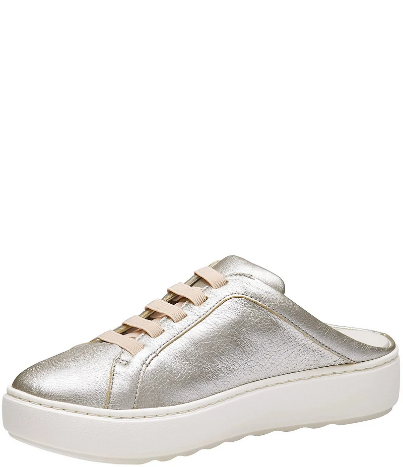 Johnston & Murphy Women's Cammie Metallic Sheepskin Leather Slip-On Sneaker Mules