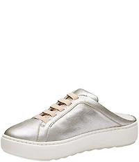 Johnston & Murphy Women's Cammie Metallic Sheepskin Leather Slip-On Sneaker Mules