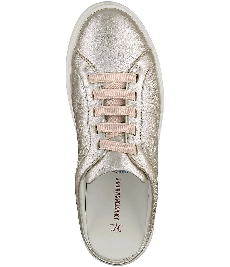 Johnston & Murphy Women's Cammie Metallic Sheepskin Leather Slip-On Sneaker Mules