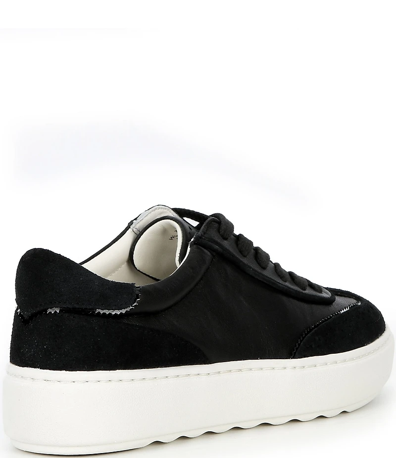 Johnston & Murphy Women's Cammie Leather and Suede Brogue Detail T-Toe Lace Up Platform Sneakers