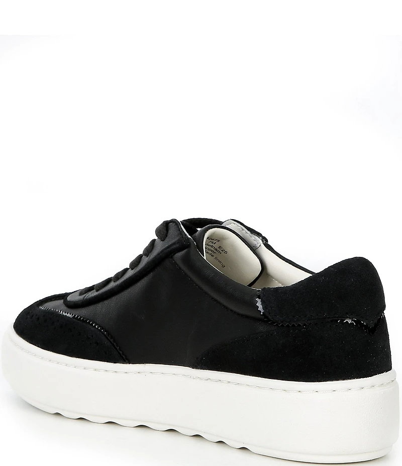 Johnston & Murphy Women's Cammie Leather and Suede Brogue Detail T-Toe Lace Up Platform Sneakers
