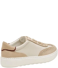 Johnston & Murphy Women's Cammie Leather and Suede Brogue Detail T-Toe Lace Up Platform Sneakers