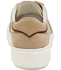 Johnston & Murphy Women's Cammie Leather and Suede Brogue Detail T-Toe Lace Up Platform Sneakers