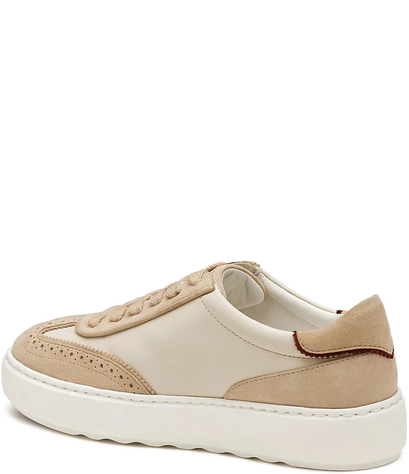 Johnston & Murphy Women's Cammie Leather and Suede Brogue Detail T-Toe Lace Up Platform Sneakers