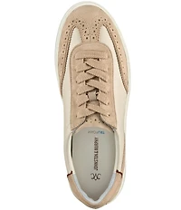 Johnston & Murphy Women's Cammie Leather and Suede Brogue Detail T-Toe Lace Up Platform Sneakers