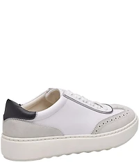 Johnston & Murphy Women's Cammie Leather and Suede Brogue Detail T-Toe Lace Up Platform Sneakers