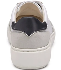 Johnston & Murphy Women's Cammie Leather and Suede Brogue Detail T-Toe Lace Up Platform Sneakers