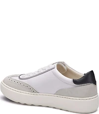 Johnston & Murphy Women's Cammie Leather and Suede Brogue Detail T-Toe Lace Up Platform Sneakers