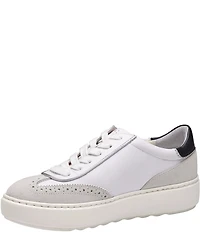 Johnston & Murphy Women's Cammie Leather and Suede Brogue Detail T-Toe Lace Up Platform Sneakers