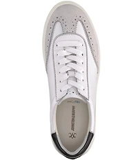 Johnston & Murphy Women's Cammie Leather and Suede Brogue Detail T-Toe Lace Up Platform Sneakers