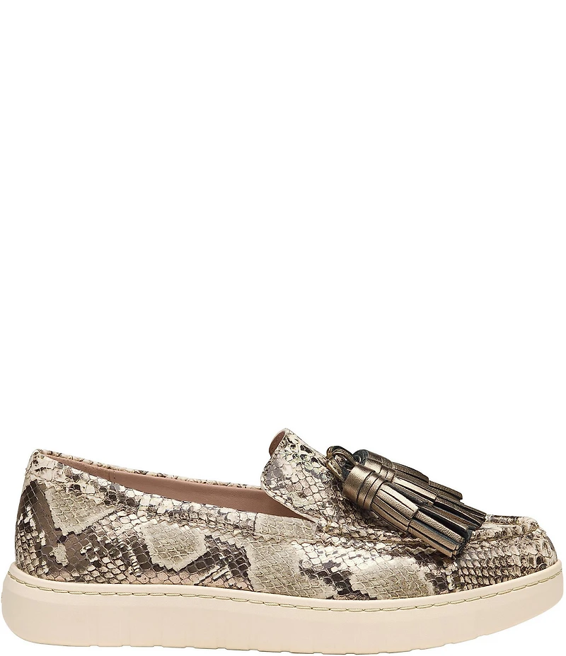 Johnston & Murphy Women's Camryn Tassel Metallic Snake Embossed Leather Loafers