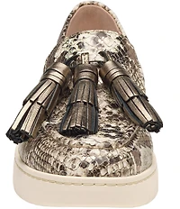 Johnston & Murphy Women's Camryn Tassel Metallic Snake Embossed Leather Loafers