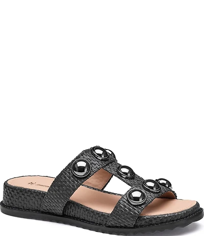 Johnston & Murphy Women's Chandler Raffia Embellished Slide Sandals