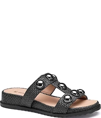 Johnston & Murphy Women's Chandler Raffia Embellished Slide Sandals