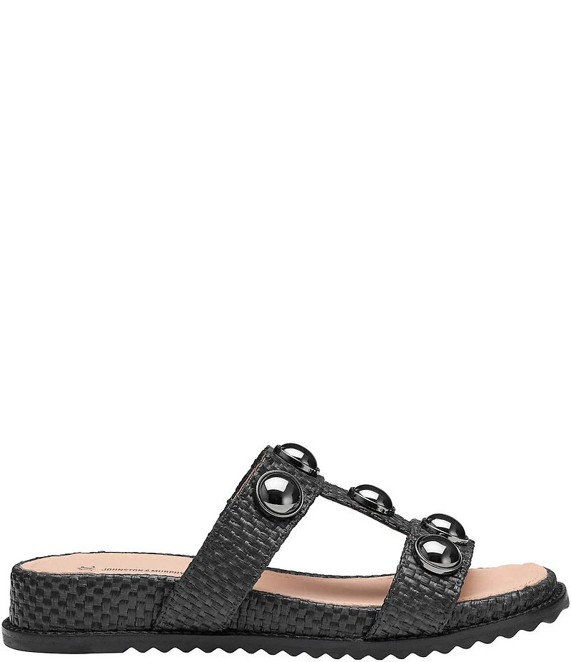 Johnston & Murphy Women's Chandler Raffia Embellished Slide Sandals