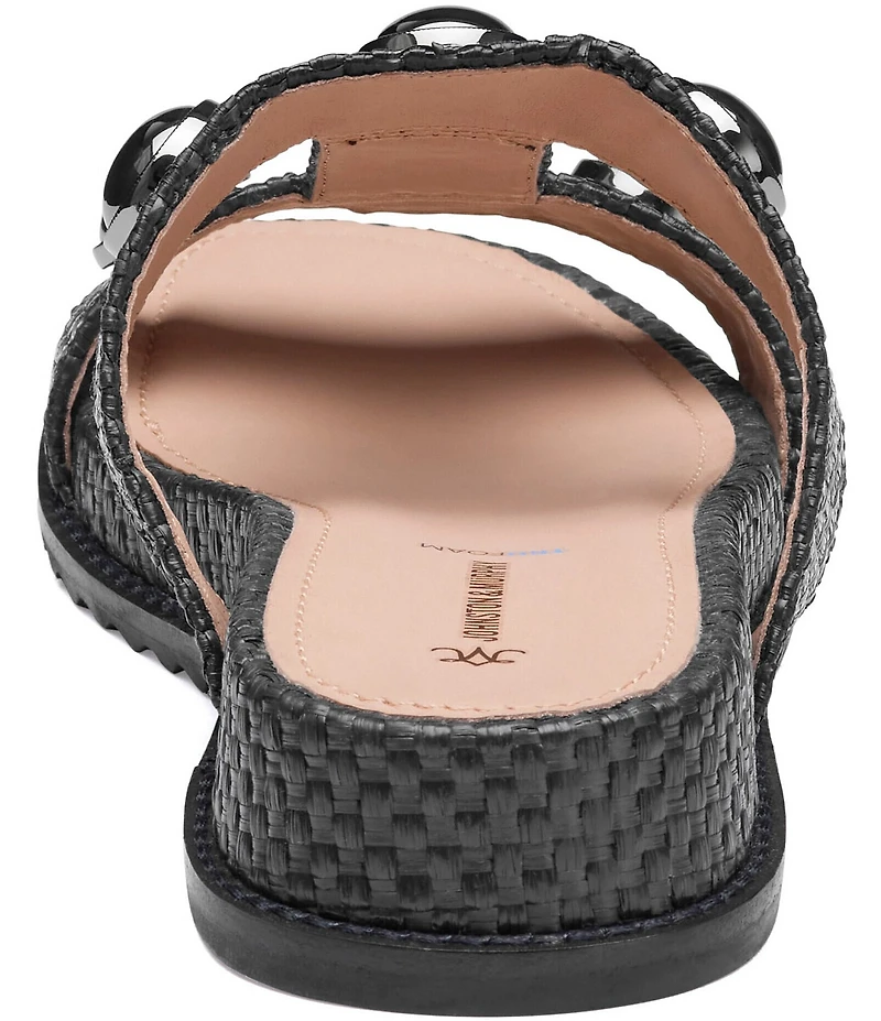 Johnston & Murphy Women's Chandler Raffia Embellished Slide Sandals