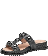 Johnston & Murphy Women's Chandler Raffia Embellished Slide Sandals