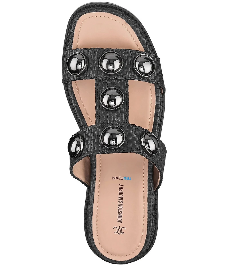Johnston & Murphy Women's Chandler Raffia Embellished Slide Sandals