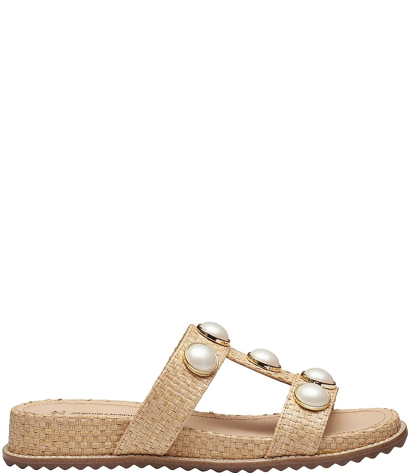 Johnston & Murphy Women's Chandler Raffia Embellished Slide Sandals