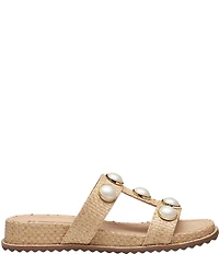 Johnston & Murphy Women's Chandler Raffia Embellished Slide Sandals
