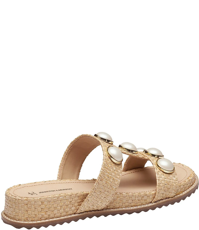 Johnston & Murphy Women's Chandler Raffia Embellished Slide Sandals