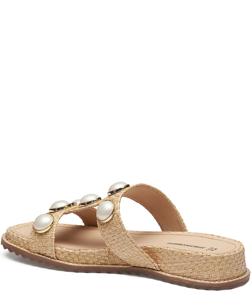 Johnston & Murphy Women's Chandler Raffia Embellished Slide Sandals