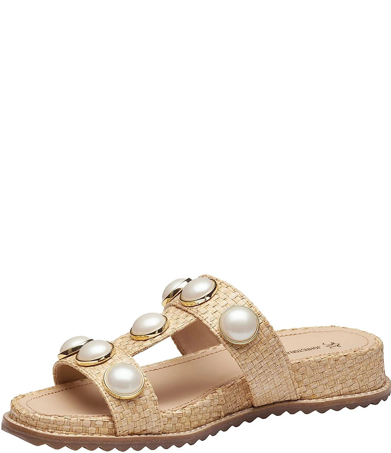 Johnston & Murphy Women's Chandler Raffia Embellished Slide Sandals