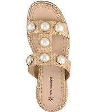 Johnston & Murphy Women's Chandler Raffia Embellished Slide Sandals