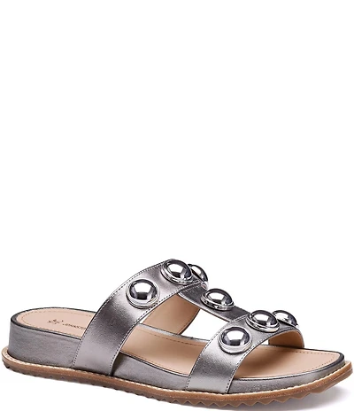 Johnston & Murphy Women's Chandler Leather Ornamented Slide Sandals