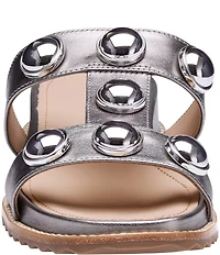 Johnston & Murphy Women's Chandler Leather Ornamented Slide Sandals