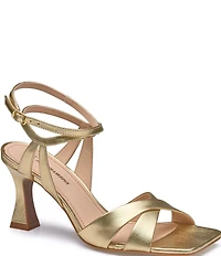 Johnston & Murphy Women's Christine Sheepskin Leather Cross-Band Dress Sandals