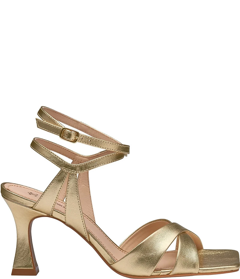 Johnston & Murphy Women's Christine Sheepskin Leather Cross-Band Dress Sandals